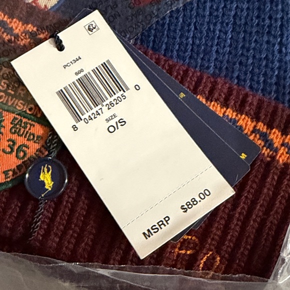 Polo Ralph Lauren Expedition Patch Beanie | Red Multi, OS, $88.00 MSRP, - Picture 5 of 12
